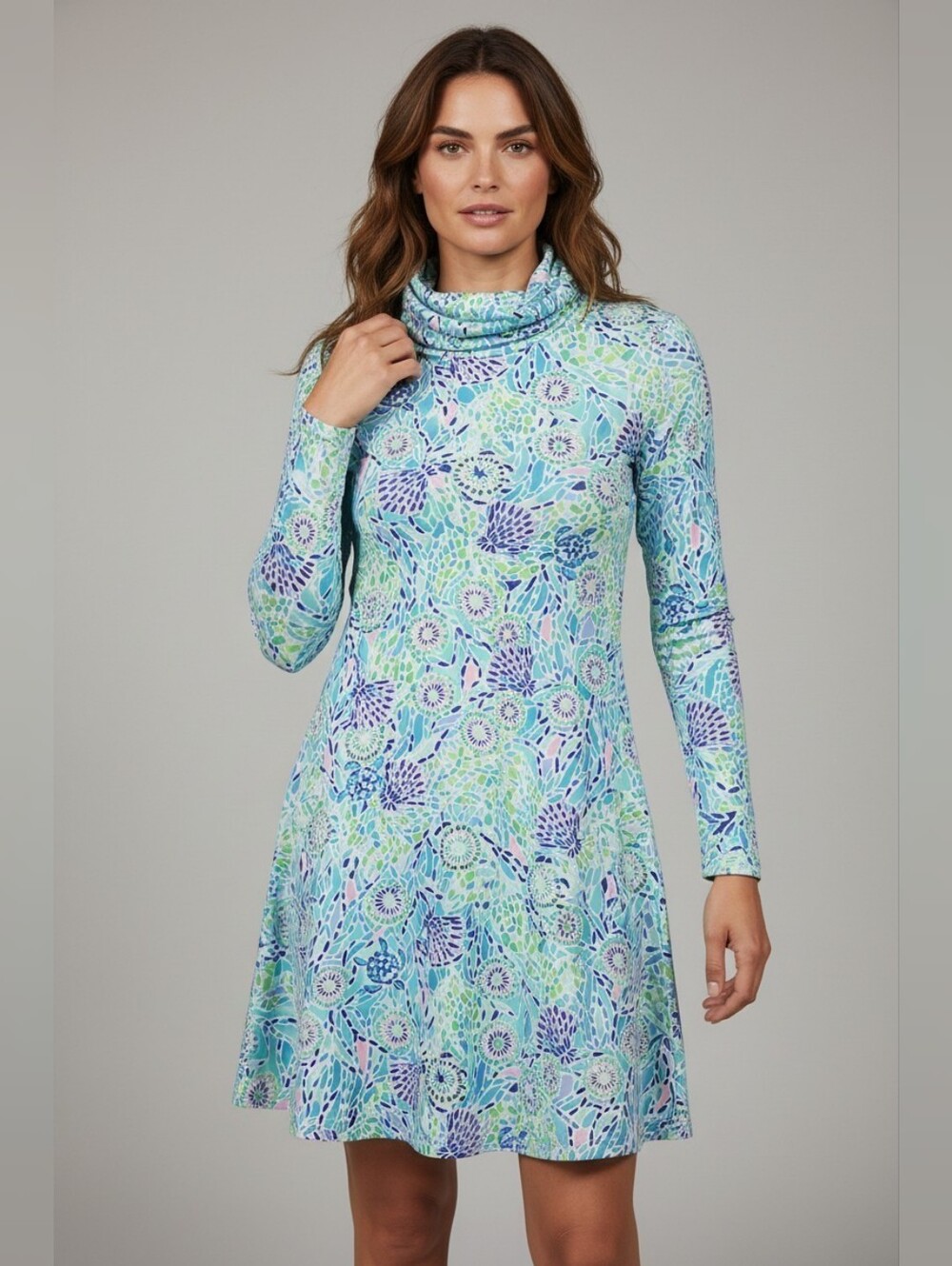 NWT Lilly Pulitzer Floral Mosaic Long-Sleeve Dress  Msrp $178